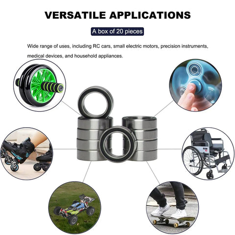 20 Pack Deep Groove Ball Bearings 8Mm Inner Diameter 12Mm Outer Diameter 3.5Mm Bore Double Rubber Sealed Chrome Steel in use