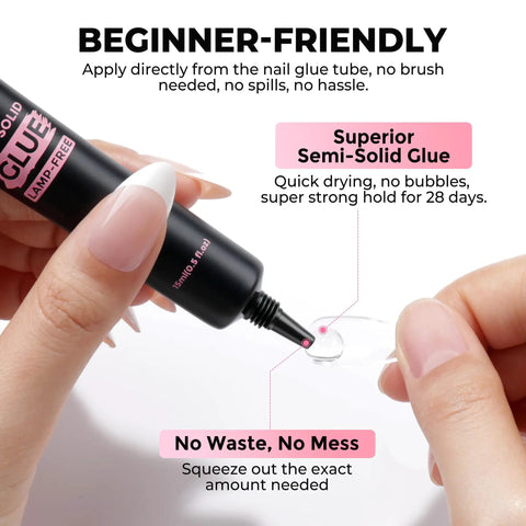 Applying 15g Semi Solid Nail Glue For Press Ons With 10ml Glue Remover Quick Dry Extra Strong Bond No Lamp Needed