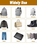 Image showing various items where the 80 Piece Zipper Stops Kit For Bags Backpacks Coats Jackets And Jeans Metal Zipper Repair Set With Size 3 5 8 10 Latches And Sliders Durable Retainers For Quick DIY Fixes can be used, including bags, backpacks, suitcases, jackets, boots, jeans, wallets, and pillows.