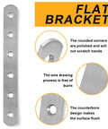 Stainless Steel Flat Bracket 6 inch with polished rounded corners and counterbore design.