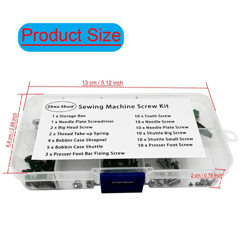 Ultimate ZhXu Shuo 1 Box Screw Kit For Industrial Sewing Machines With Metal Fasteners, organized storage box with detailed contents.
