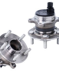 Rear Wheel Bearing Hubs Assembly Kit For Ford Focus 2012-2018 Without Active Park Assist, front and side view of components.
