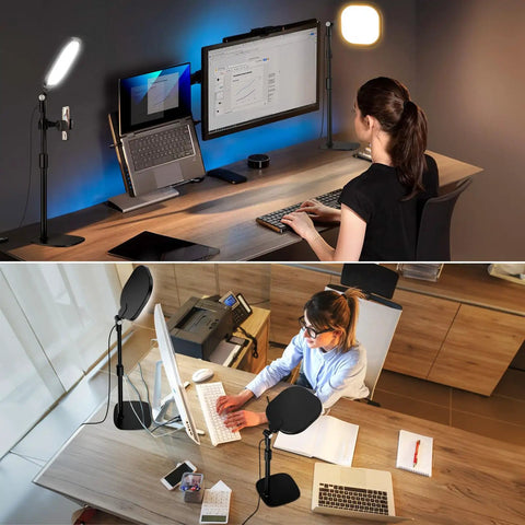 Adjustable Desk Ring Light With Stand For Webcam And Video Calls, 30 Light Modes For Live Streaming And Meetings, Ideal For Home Office