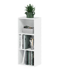 Sleek 3 Cube Bookshelf In White With No Fuss Setup For Living Room Bedroom Or Home Office modern minimalist design, three open shelves.