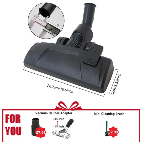 Universal Vacuum Floor Brush Head Fits 32 And 35 Mm Attachments For Hard Floors And Carpet 2 In 1 Swivel Neck With Dimensions