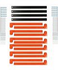 Components of Beefy Heavy Duty Lumber Storage Wall Rack Set With 3 Level Wood Organizer Mount, screws and rack arms visible
