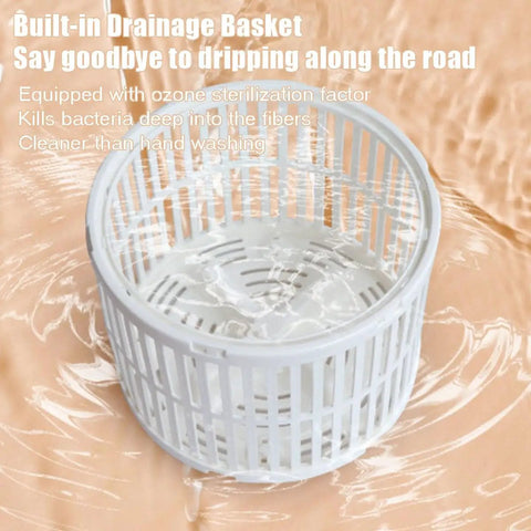 Portable 4.5L Mini Washer With 24W 12V Power drainage basket on water surface