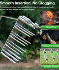 Two In One Lawn Aerator And Core Aerator Tool With Nine Spikes And Six Cores In Stainless Steel showing polished spikes and cores.