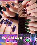 Cat Eye Gel Nail Polish Kit With Magnetic Stick 9D Dual Colors HEMA Free Galaxy Chameleon Effect nail art display