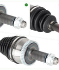 Heavy Duty Built Tough Front Left Driver Side Cv Axle Shaft Assembly Fits Hyundai Sonata 2.4L 2015 2019 And Kia Optima 2.4L 2016 2020 Gas Models Only close-up view of the axle shaft with boot and bearing nut.