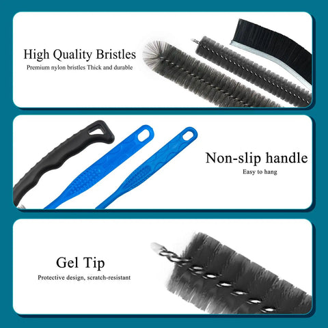 Go To All In One Dryer Vent Cleaner Brush And Lint Remover Kit With Flexible Extendable Handle For Dryer Vents, AC Coils, Refrigerator Coils, Dust Collectors, Condenser Units And More. Nylon bristles and non-slip handle close-up