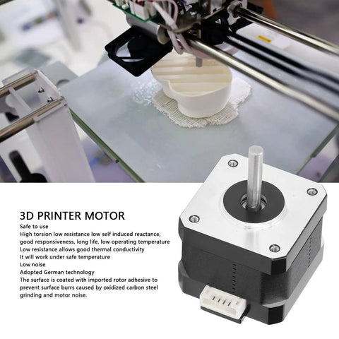 Low Noise Two Phase Stepper Motor For 3D Printers With Beefy Torque Carbon Steel Build Cable Included Durable Silent Stepping Motor