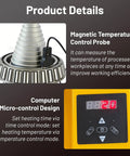 Badass Two Thousand Watt Induction Bearing Heater Features Digital Temp Hold And Fast Auto Demagnetization To Keep Your Twenty To One Hundred Twenty Mm Parts Ready To Roll with magnetic temperature control probe and micro-control design.