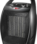 Compact Ceramic Space Heater With Adjustable Thermostat And Overheat Protection, Ultra Portable Cozy Office And Kitchen Warmer, Black