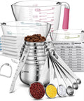 20 Piece Measuring Cups And Spoons Set For Cooking And Baking Gadgets Includes 7 Stainless Steel Cups 6 Spoons 3 Plastic Liquid Cups