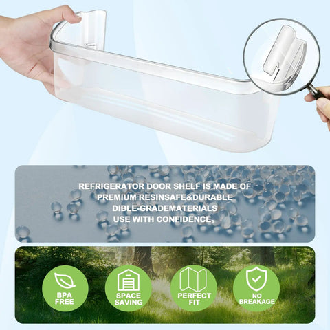 Door Bin Replacement For Refrigerator Two Pack Fits FGHS2631PF4A with soda can organizer, showing transparent plastic design.