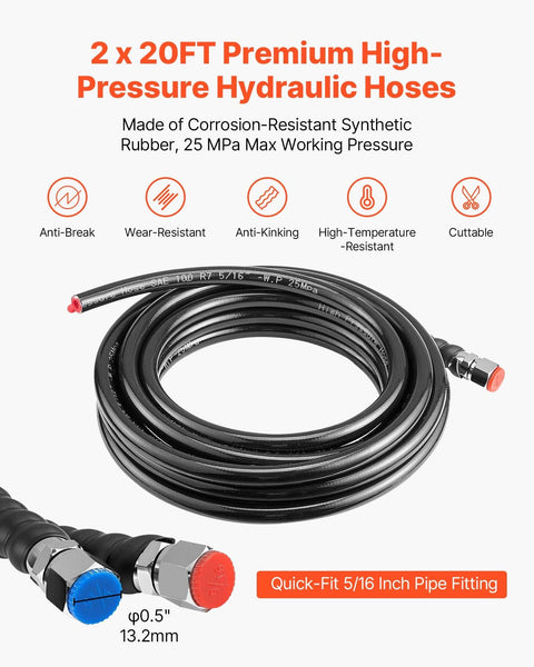 Beefy Hydraulic Boat Steering Kit For Up To 150 HP Outboard With 6.9 MPa 1000 Psi Helm Pump 5.5 Turns Lock To Lock Two Way Lock Cylinder 20 Ft High Strength Hoses Marine Single Station Steering System For Single Engine