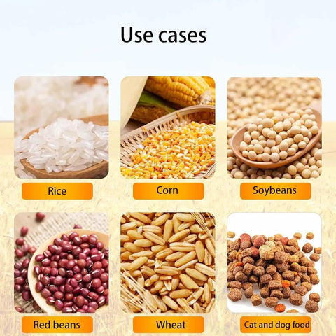 Use cases of Digital Grain Hardness Tester Sclerometer Durometer Meter for rice, corn, soybeans, red beans, wheat, and pet food.