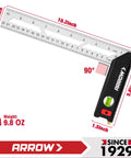 Rock Solid 10 Inch Try Square With Beefy Stainless Steel Blade Delivering Dead On Accuracy, 10.2-inch size for precision measurements.
