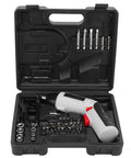 Heavy Duty Cordless Electric Drill And Driver Combo Kit With Slick Operation And Kickass Torque For No Sweat Diy Fixes Or Pro Jobs Featuring 36 Rugged Drill Bits And Eight Flexible Socket Sizes in a compact case.