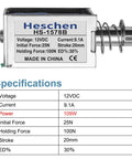 12V DC Solenoid Electromagnet With 20mm Stroke And 50N Hold Force Push Pull Type Open Frame Linear Motion Actuator For Automation Projects Durable Copper Coil Easy Install, open-frame solenoid label shown