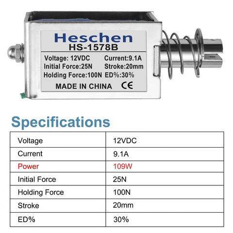 12V DC Solenoid Electromagnet With 20mm Stroke And 50N Hold Force Push Pull Type Open Frame Linear Motion Actuator For Automation Projects Durable Copper Coil Easy Install, open-frame solenoid label shown