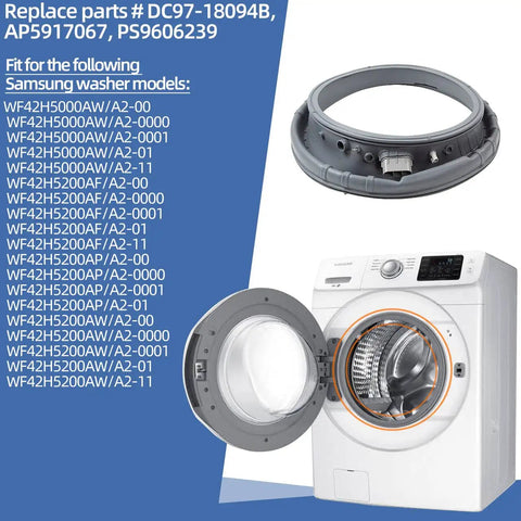 Door Seal For Samsung Front Load Washing Machine Stops Leaks Between Tub And Door DC97-18094B Fits WF42H5000AW and more