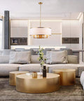Black Drum Chandelier With Adjustable Chain Link, 19-Inch, 5 Lights, White Fabric Shade, Modern Pendant Lighting in living room