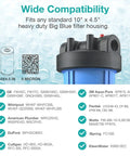 Image showing the 5 Micron 10 By 4.5 Inch Sediment And Carbon Whole House Water Filter Replacement Cartridge compatibility guide.