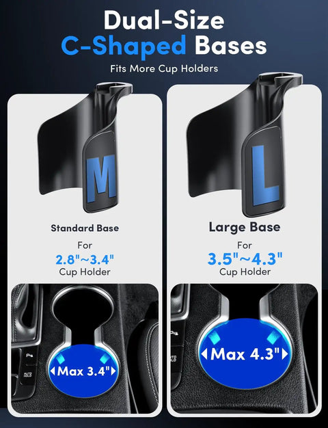 Cup Holder Phone Mount For MagSafe Magnetic Car Holder With Dual Adjustable Bases 2.8-3.4 inches and 3.5-4.3 inches