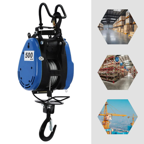 Huge 1100 Lb Electric Winch With Wireless Remote And 98 Foot Cable, Powerful 1800W Motor for heavy lifting jobs, close-up view.
