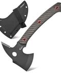 Beast Of A Camping Axe For Bushcraft And Survival With DC53 Steel Blade And Micarta Handle Full Tang Hatchet beside Kydex sheath