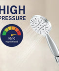 Solid Metal 3 Spray Handheld Shower Head With Long Hose And Holder Chrome Finish 2.5 GPM showing high pressure spray