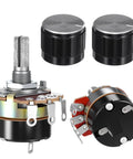 Two Pack 10K Ohm Linear Taper Rotary Potentiometers Dimmer Switches With Metal Knobs for electronics projects.