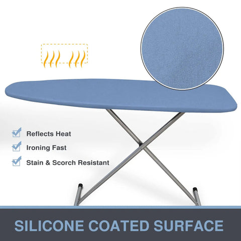 Extra Wide Ironing Board Cover And Pad 18 By 49 Inches With Thick Padding And Elastic Edge Silicone Coated Pro Grade Finish Resists Scorching Heavy Duty Ironing Board Cover For No Nonsense Wrinkle Free Pressing on ironing board