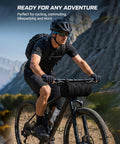 Cyclist on mountain trail with Waterproof Bike Handlebar Bag For Marin Rift Zone 2000 To 2025 Front Mount Storage Pouch Black