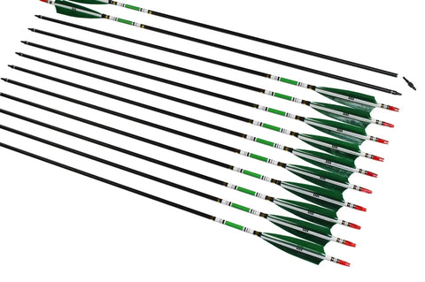 31 Inch Carbon Arrows With Green Turkey Feathers For Target Practice And Hunting Screw In Field Tips 12 Pack Built Tough