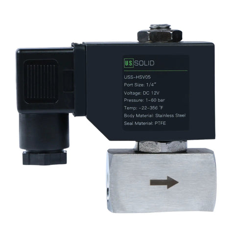 Quarter Inch High Pressure Solenoid Valve 12V DC Stainless Steel Industrial Valve For Water Gas Oil And Fluids Heat Resistant