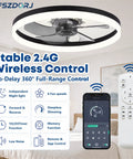 Smooth Breeze 20 Inch Ceiling Fan With Light And Remote Low Profile Flush Mount Dimmable Fandelier Super Quiet Whisper Motor For Bedroom Ultra Sleek Black With Easy App Control remote and smartphone controlling features in bedroom