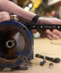 Using 8-In-1 SAE Ratcheting Wrench Set In Two Pieces With Hollow Sockets And Double Box End Design on rusty machinery