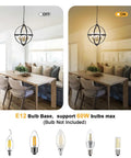 Rustic Farmhouse Chandelier 14-Inch Globe Pendant Light in Vintage Black and Gold in dining room, E12 bulb compatibility