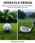 Golf ball and club with Dope Reflective Dot Stickers for Golf Training on wet grass.