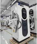 Heavy Duty Level 3 DC Fast EV Charging Station For Truck Parks And Commercial Job Sites With High Power Dispenser And No Sweat Plug In Setup For Fleet Operators Ready For Long Haul Routes, front view showing charging cables.