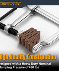 Beefy Heavy Duty 6 Inch F Style Bar Clamps 480 Lb Clamping Force 3 And 1 Eighth Inch Throat Built For Woodworking Cabinetry Welding And Workshop Projects 2 Pack, steel F-clamp gripping wood