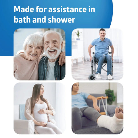 Heavy Duty Shower Chair With Padded Armrests And Back For Inside Shower Comfort And Safety, ideal for elderly and pregnant users.