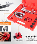 Brake Line Repair Kit With Flaring Tool Set And 25Ft 3/16 And 1/4 Inch Lines, 100 Fittings With 8 Unions, Plus Brake Line Bender