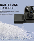 Heavy Duty Intake Air Pressure And Temperature Sensor Replacement Direct Fit For OE 12681993 0828000630 on a background of white ABS pellets.
