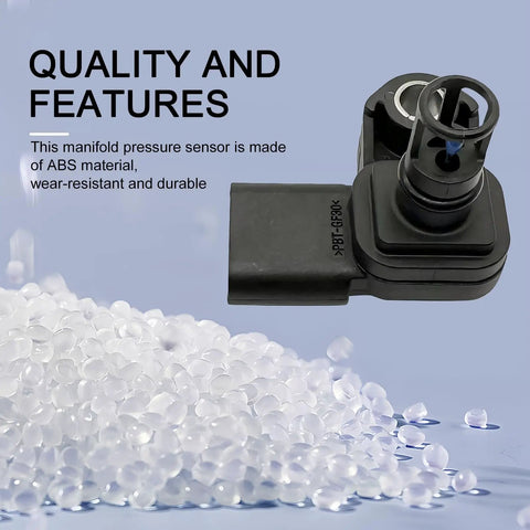 Heavy Duty Intake Air Pressure And Temperature Sensor Replacement Direct Fit For OE 12681993 0828000630 on a background of white ABS pellets.