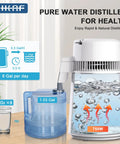 Heavy Duty Stainless Steel Countertop Water Stiller That Makes Up To Six Gallons Distilled Water Daily For Healthier Hydration with durable plastic container.