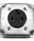 Industrial Grade Nema 10-30R Power Outlet with galvanized steel surface, designed for 30A heavy duty electrical use in garages.